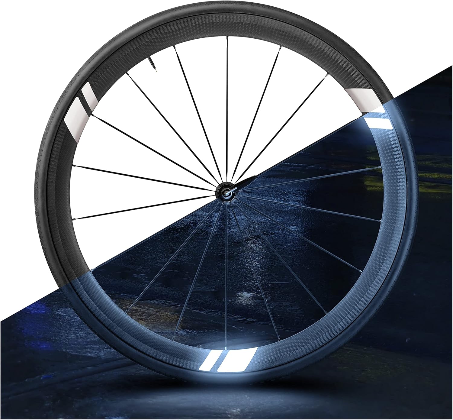 Autocollants réflecteurs pour vélo - Flash Arrow - Set de 12 Autocollants pour Jantes de vélo à Profil Haut - Complément aux réflecteurs de Rayons - Film Autocollant pour Jantes de vélo Argent réfléchissant