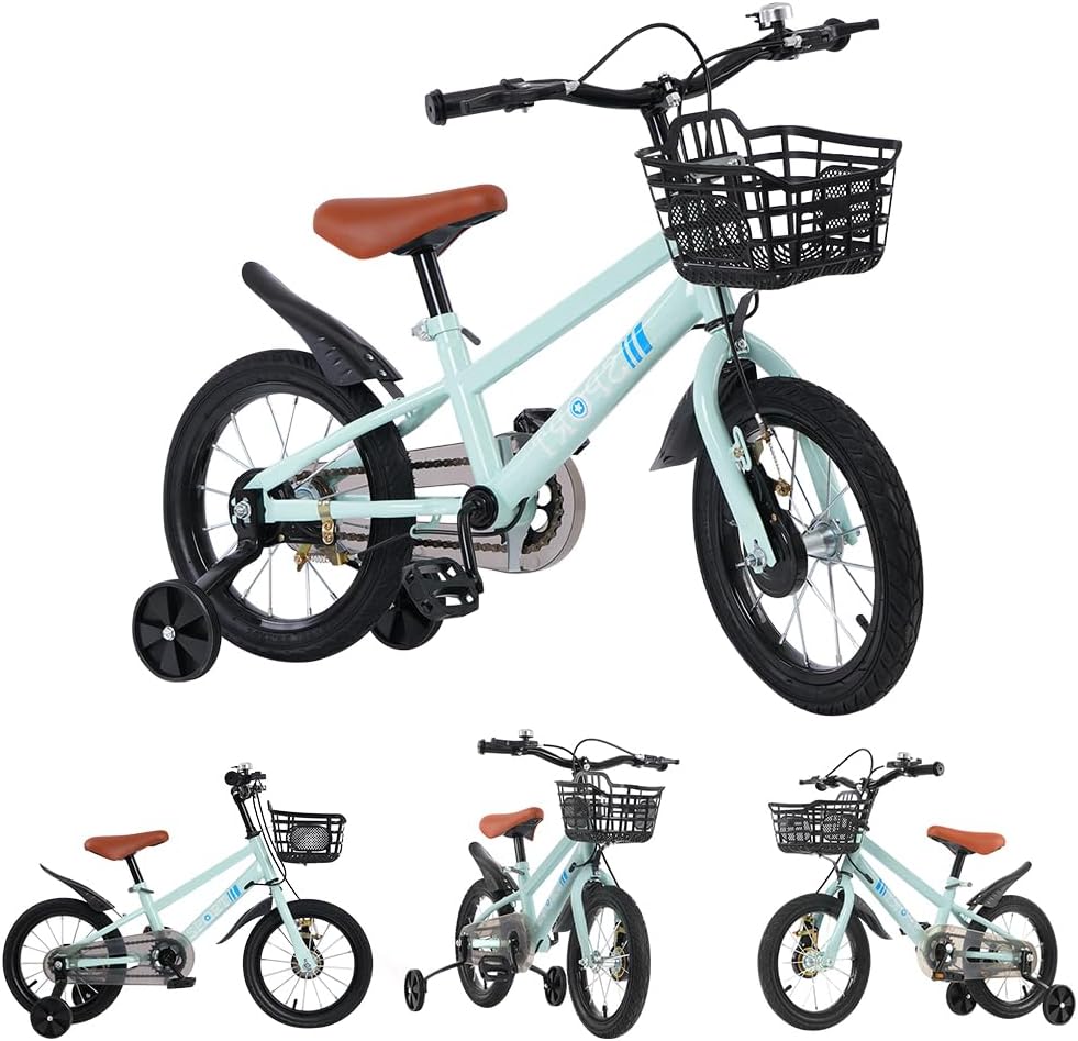 Vélo pour Filles de 2 à 9 Ans, vélo pour Filles et garçons A, 16 pouces, bleu