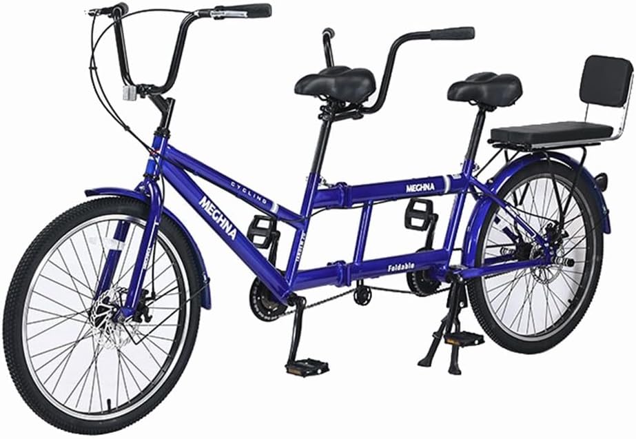 Asdfeop Vélos Tandem Pliables pour Adultes, vélos de Plage, vélos Tandem avec Roues de 24 Pouces, vélos Tandem réglables, vélos de croisière A, 24 Pouces A 24in