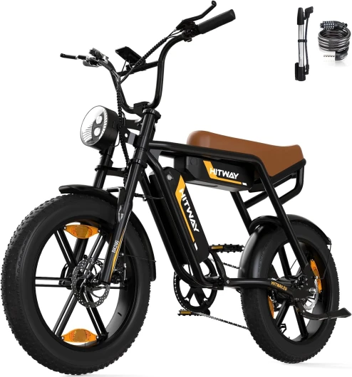 Vélo électrique 20" 4,0 Fat Tire, VTT Électrique E-Bike avec Batterie au Lithium Amovible 48V15Ah/2 * 13Ah, 7 Vitesses,jusqu'à 45-150km Noir + Marron
