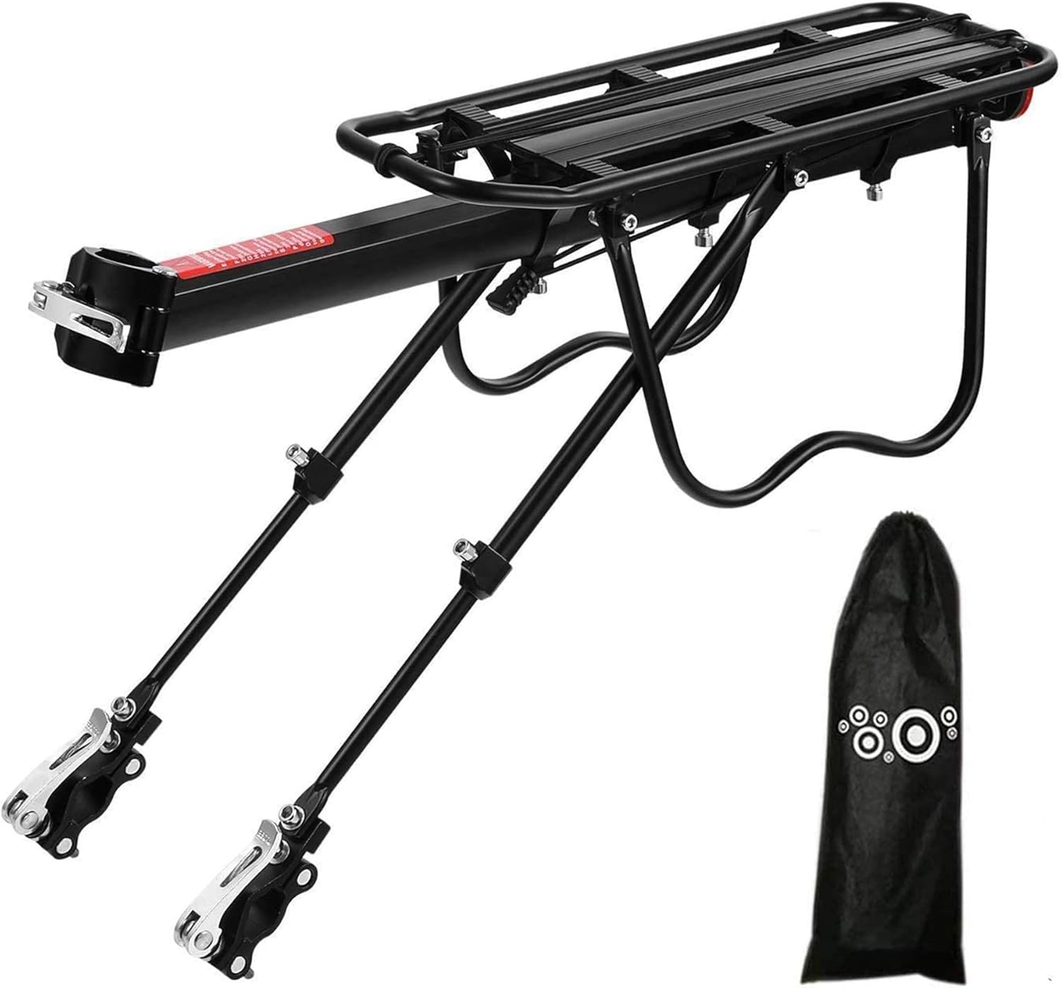 Vélo Porte Bagage, Baiker Universel Transporteur Vélo arrière Footstock Rack Aluminium Réglable Panier VTT Support Tige de Selle Vélo Accessoires avec Réflecteur Réflecteur