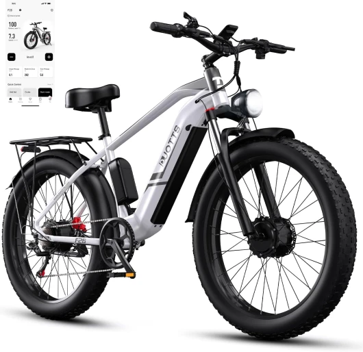F26 VTT Electrique Homme Adulte Double Moteurs, 26 × 4 Pouces Fat Tire Bike Electrique avec Batterie Amovible 48V 18Ah jusqu'à 40-99km Tout-Terrain VTT Plage Neige, Amortisseur Hydraulique