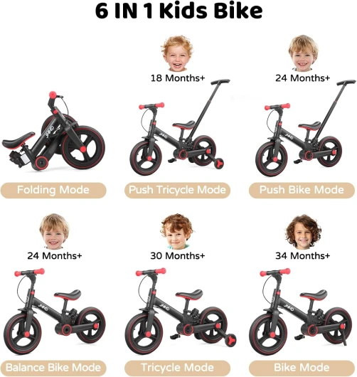 Vélo Enfant 18 Mois à 5 Ans JMMD - Selle Et Guidon Réglables, Roues Sans Air, Pliable, Menthe