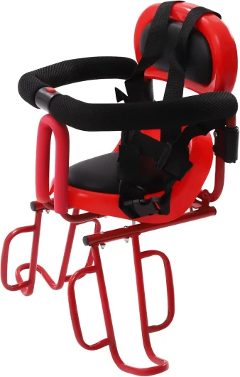 Siège enfant arrière de vélo, rouge, de 6 mois à 6 ans, avec ceinture de sécurité à 5 points et cadre en acier, universel pour vélo électrique, VTT et vélos pliants (jusqu'à 30 kg), avec repose-pieds