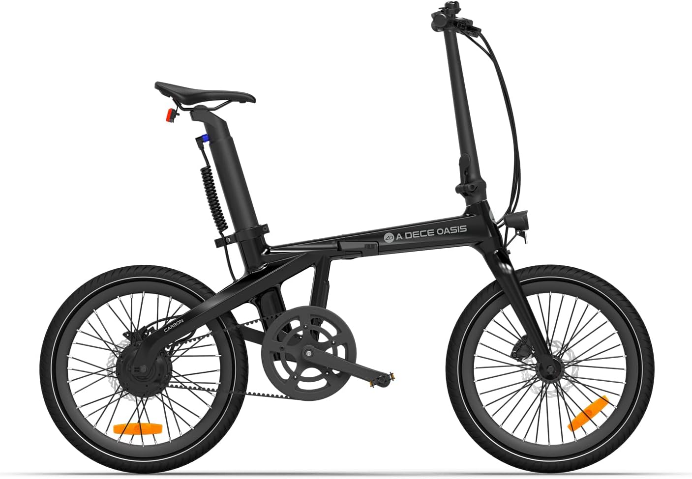 Vélo électrique Pliable ADO AirCarbon 20″ pour Adultes, Ultra Léger 14,5 kg, Transmission par Courroie, Mmoteur Bafang, Modes ECO et Sport, GPS, LCD, Application, Autonomie Jusqu'à 100 km Noir
