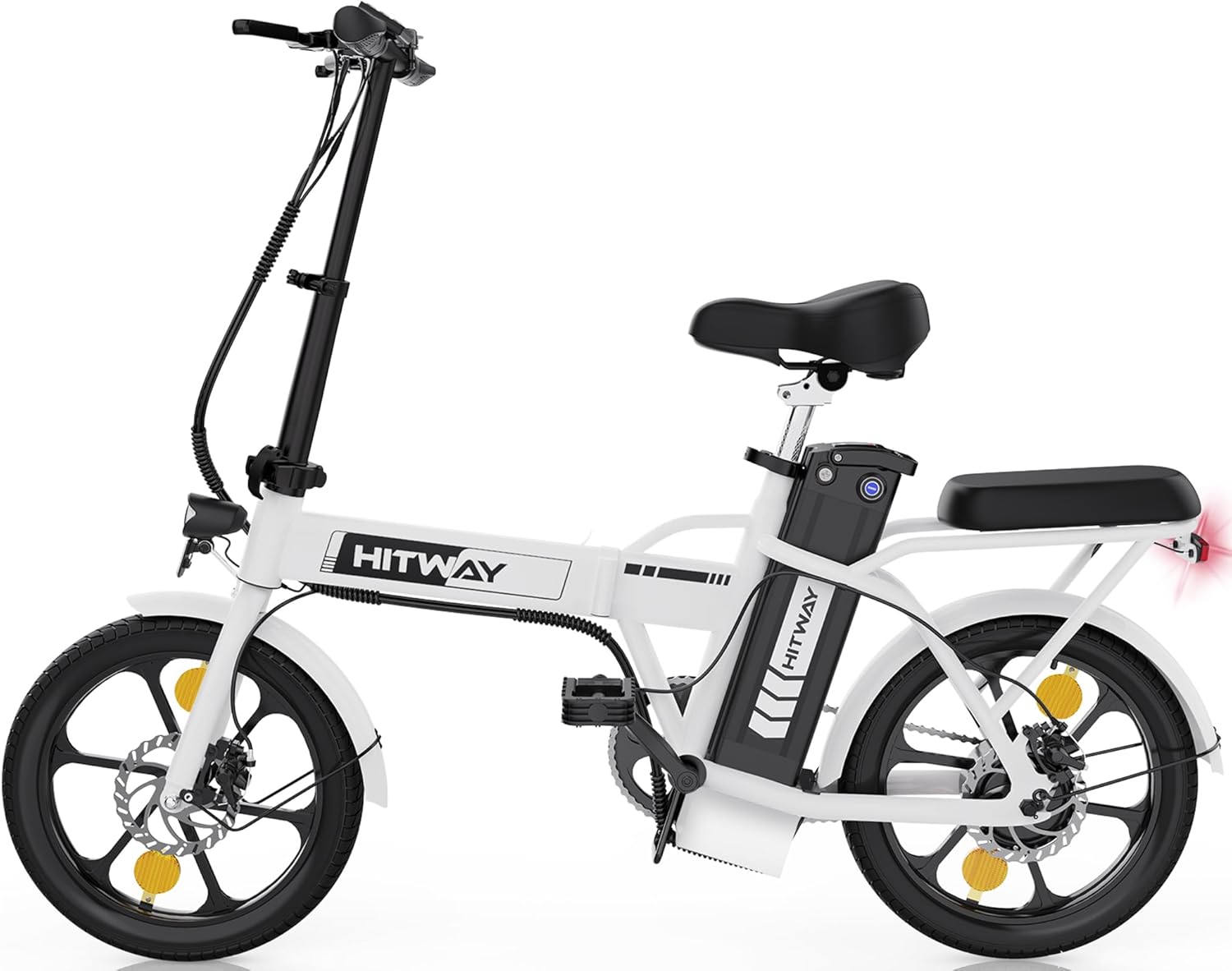 Vélo électrique Pliable 16" Ville E-Bike Adulte, Moteur 250W, Batterie 36V10.4Ah, 25km/h, Pédalage Assisté,Autonomie 35-70km, Femme Homme Blanc