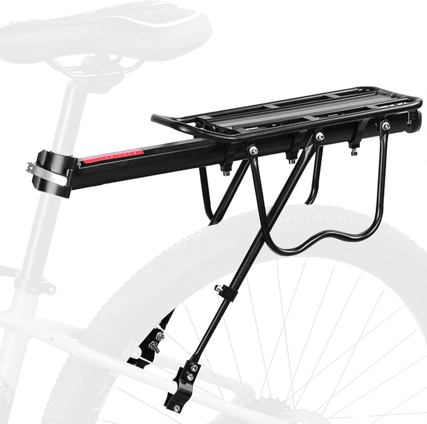 Dromzen Porte Bagage Vélo Arrière, Porte Bagage VTT Réglable, Porte Bagages Velo Arrière avec Réflecteur, Vélo Accessoires pour Vélos de Course, Vélos de Ville, Charge Maximale 50kg(Noir)