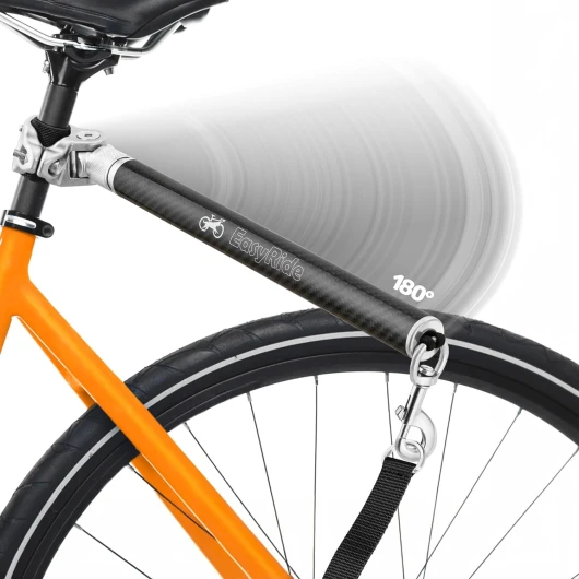 V2.0 - Laisse de vélo pour Chien rotative à 180° - avec amortisseurs et mécanisme d'attache Rapide - Fibre de Carbone - Amovible, réglable pour la Conduite la Plus Fluide- Brevet en Instance schwarz-carbon