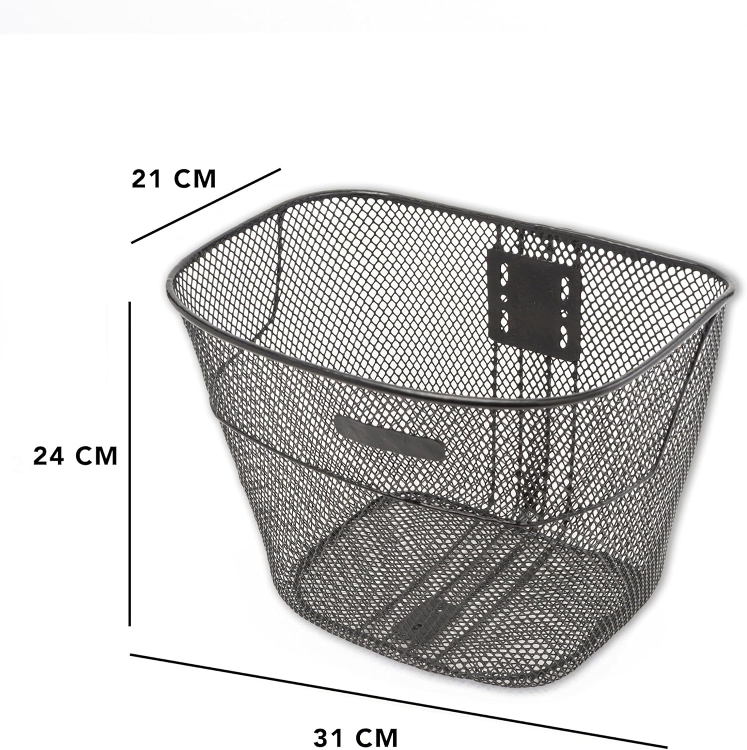 IPEA Panier de Vélo Avant en Maille Métallique Noire - 21 x 24 cm - Panier Porte-Bagages pour Vélo Classique et VTT - Léger, Robuste, Antirouille - Rangement Universel