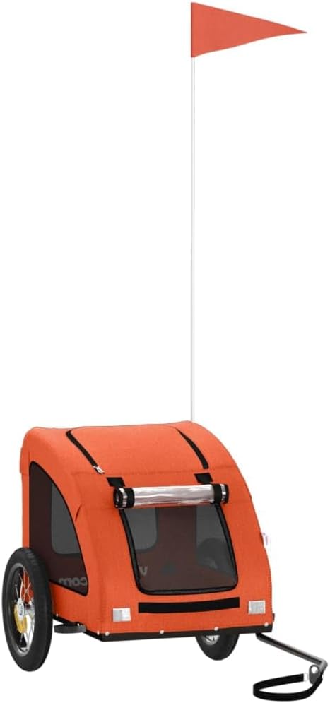 Remorque de Vélo pour Animaux de Compagnie, Chariot à Vélo pour Chien avec Roues, Poussette de Chien, Orange Tissu Oxford et Fer 124 x 53 x 53 cm Orange