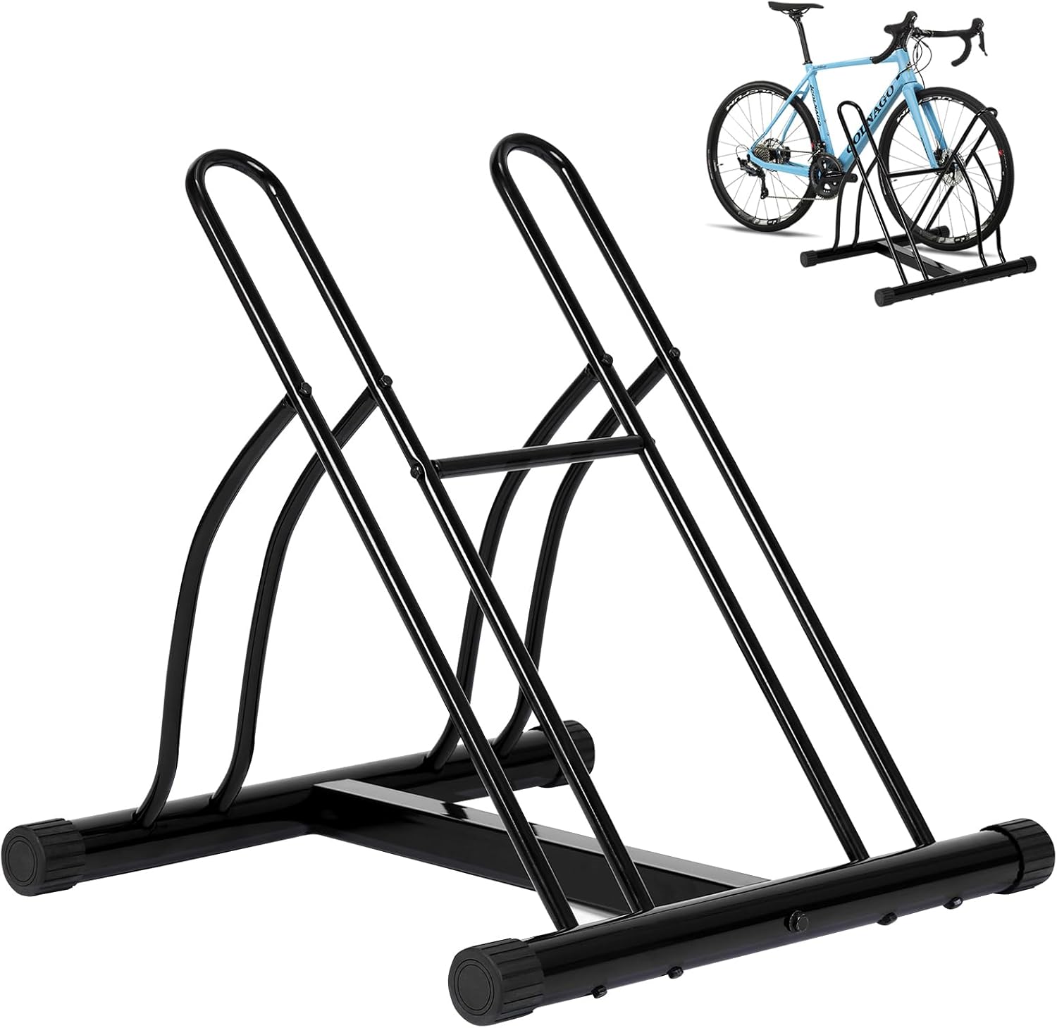Râtelier Vélo, Range Vélo pour 2 Bicyclettes, pour Pneu Max - 60mm, en Métal, pour Garage, Maison, Jardin, Noir