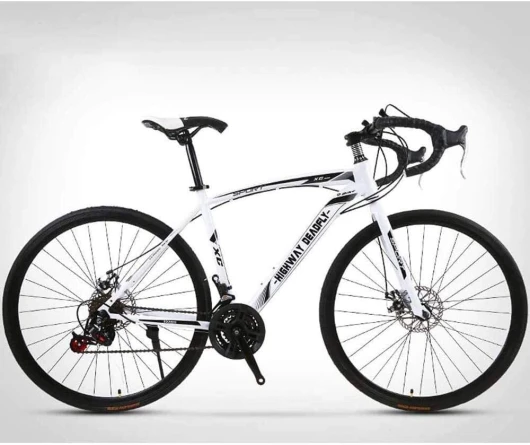 ALQPPM Vélo de Route 26 Pouces, Vélos 24 Vitesses, Freins À Double Disque, Cadre en Acier À Haute Teneur en Carbone, Course de Vélo de Route, Rouge/Blanc