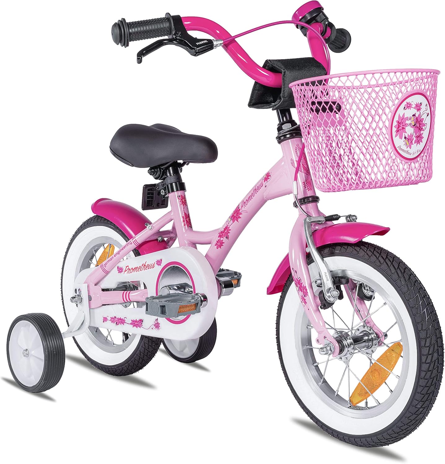 PROMETHEUS BICYCLES Velo Enfant 3 Ans - vélo Fille 12 Pouces a Roulette pour 3 a 5 Ans - Petite Princesse en Rose