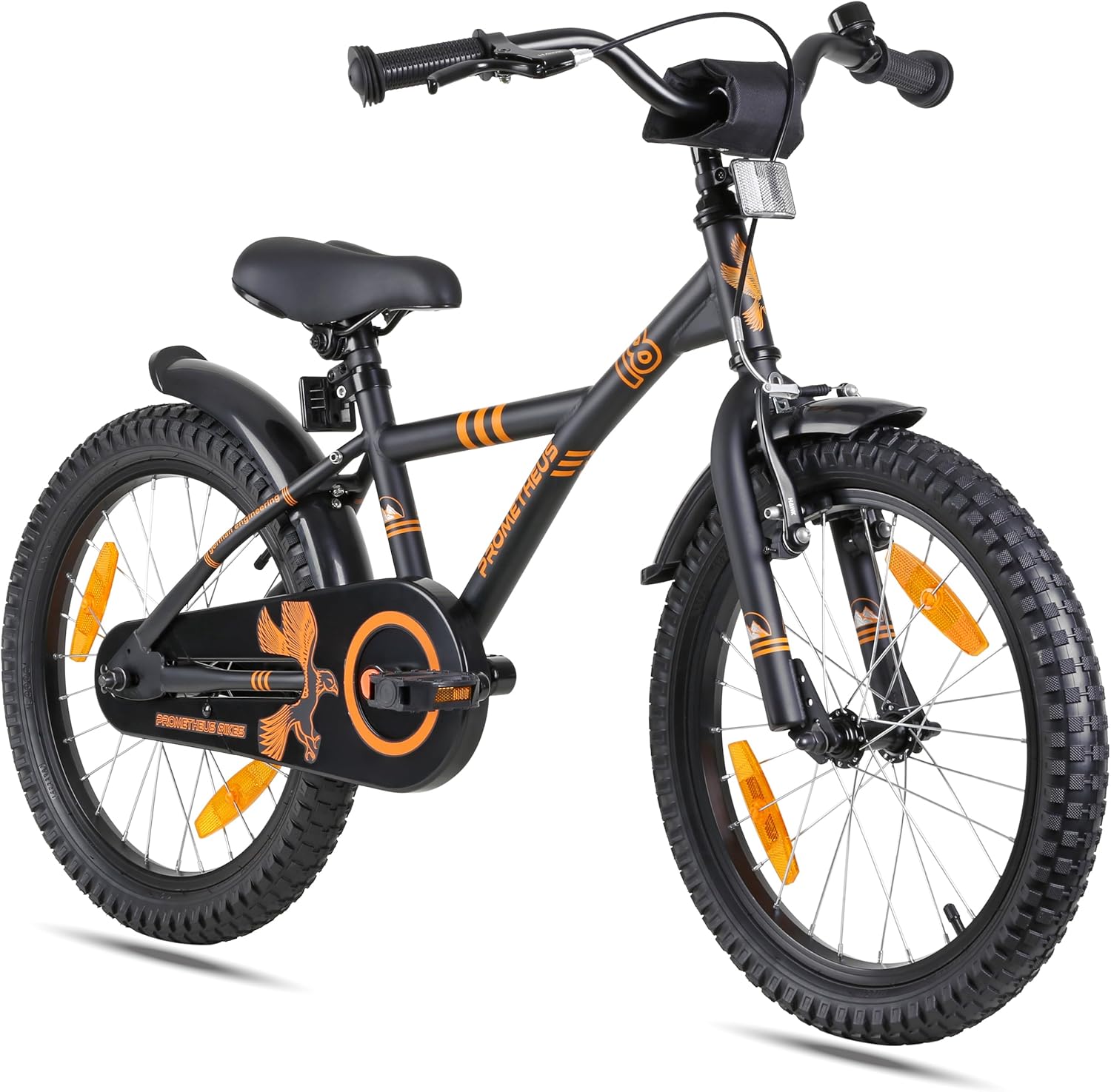 PROMETHEUS BICYCLES Velo 18 Pouces Garcon Fille Velo Enfant pour 5 a 6 Ans - Vélo BMX avec Frein à rétropédalage en Noir a Orange