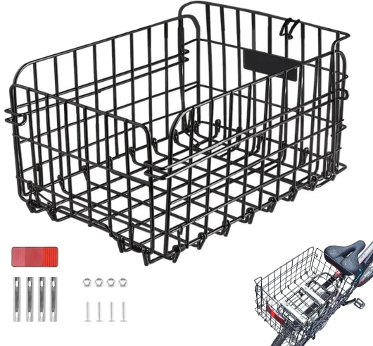 Panier Arrière pour Vélo - Panier Arrière Pliant Vaste Caisse,Accessoires de Cyclisme Grande Sacoche Porteuse pour Bagages, Courses, Vélos de Route, de Montagne et Électriques,