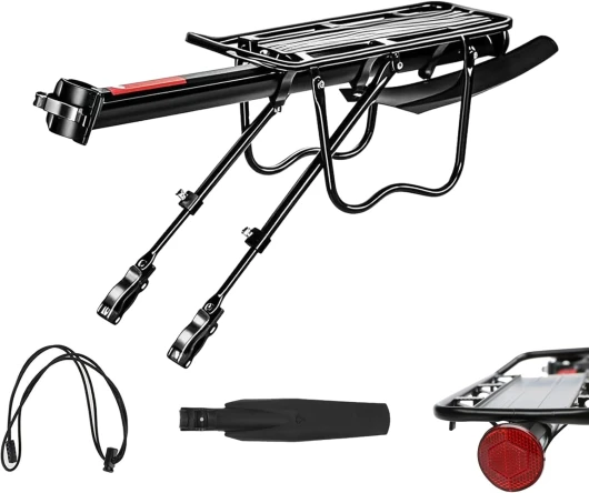 Porte-Bagages Universel en Aluminium pour vélo électrique, VTT, vélo de Ville – Charge Lourde 60 kg, Montage sans Outil, Anti-Rouille et Anti-éclats