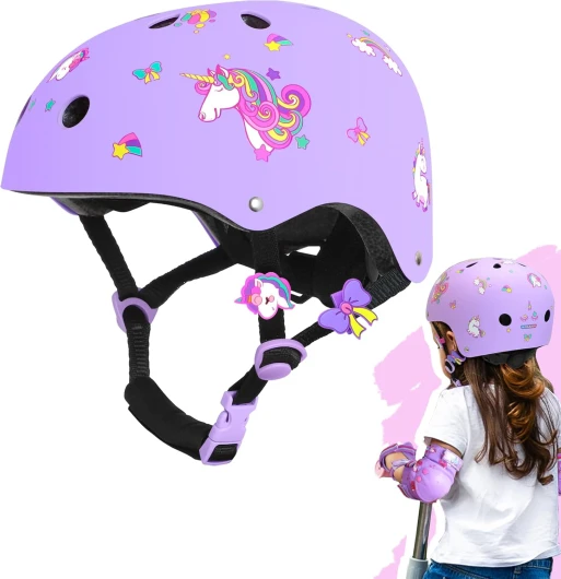 Licorne Casque de vélo pour Enfant Casque Enfant Ajustable Casque Réglable pour Filles Casque de Patineur Respirant Casque Légers pour Skateboard Trottinette Scooter