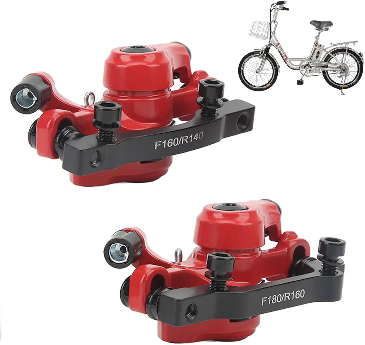 Agatige 1 Paire Étriers de Frein à Disque pour Scooter, Frein à Disque VTT Étriers de Frein à Disque Avant/Arrière Extracteur de Câble de Vélo pour VTT Vélo de Route et Vélo Électrique rouge