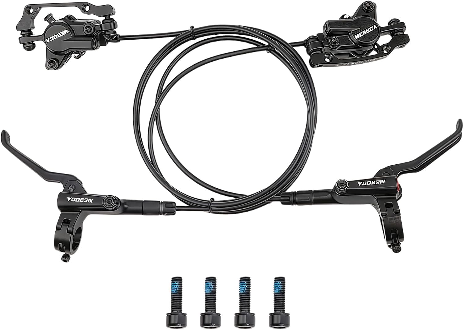Ensemble de freins à disque hydrauliques en alliage d'aluminium pour VTT, vélo de route, leviers de frein de vélo (Avant droit + arrière gauche, Avant 800 mm+Arrière 1400 mm) Avant 800 mm+Arrière 1400 mm Avant droit + arrière gauche