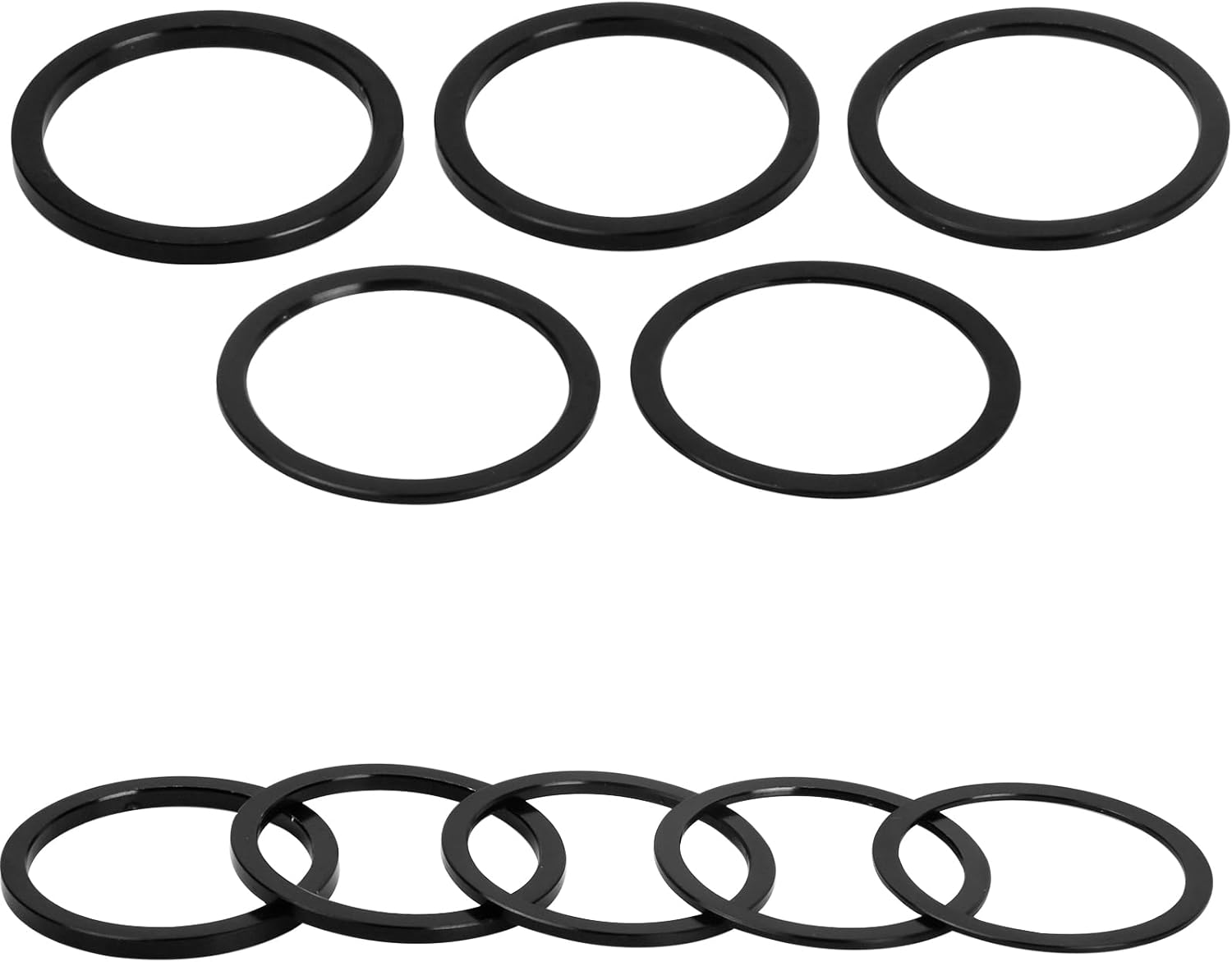 Fangehong 10 Pièces Entretoise de Vélo, 1/1,5/2/2,5/3 mm Entretoise de Moyeu, Rondelles de Potence Rondelle de Pédalier en Alliage D'aluminium, Joint de Support de Pédalier pour Vélo de Route Noir