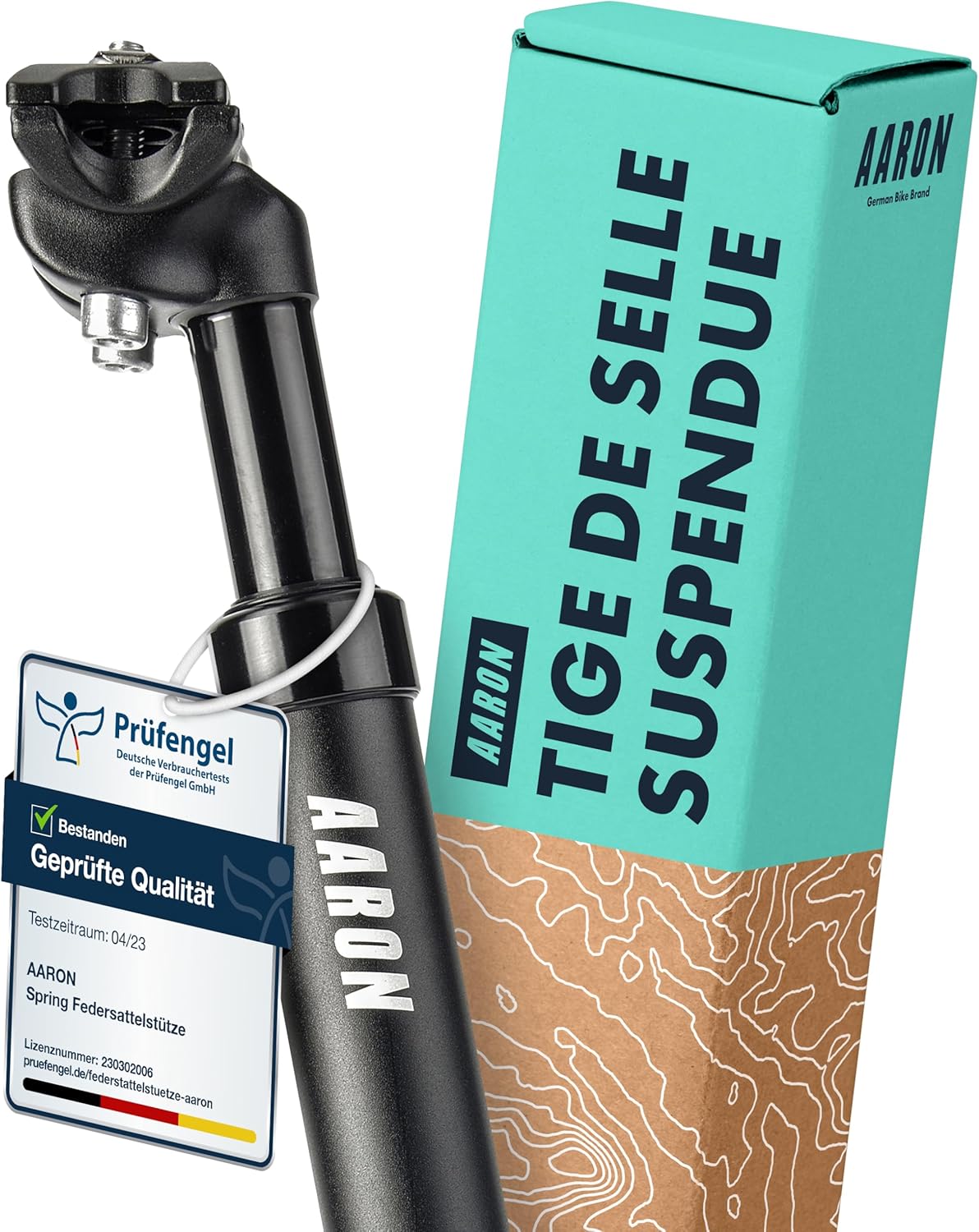 Tige de Selle de vélo Suspendue à Ressort - Aluminium - pour vélo électrique/VTT/VTC/vélo de Ville/Autre - Noir - diamètre 27,2mm, 30,9mm, 31,6mm / Longueur 350 mm