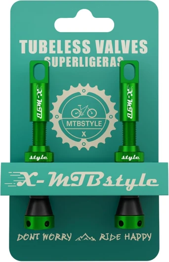 XMTBSTYLE Lot de 2 valves Presta pour vélo de montagne, route, E-bike, Gravel, BMX - Lot de 2 valves de vélo pour kit tubeless - Valves MTB tubeless vélo (vert)