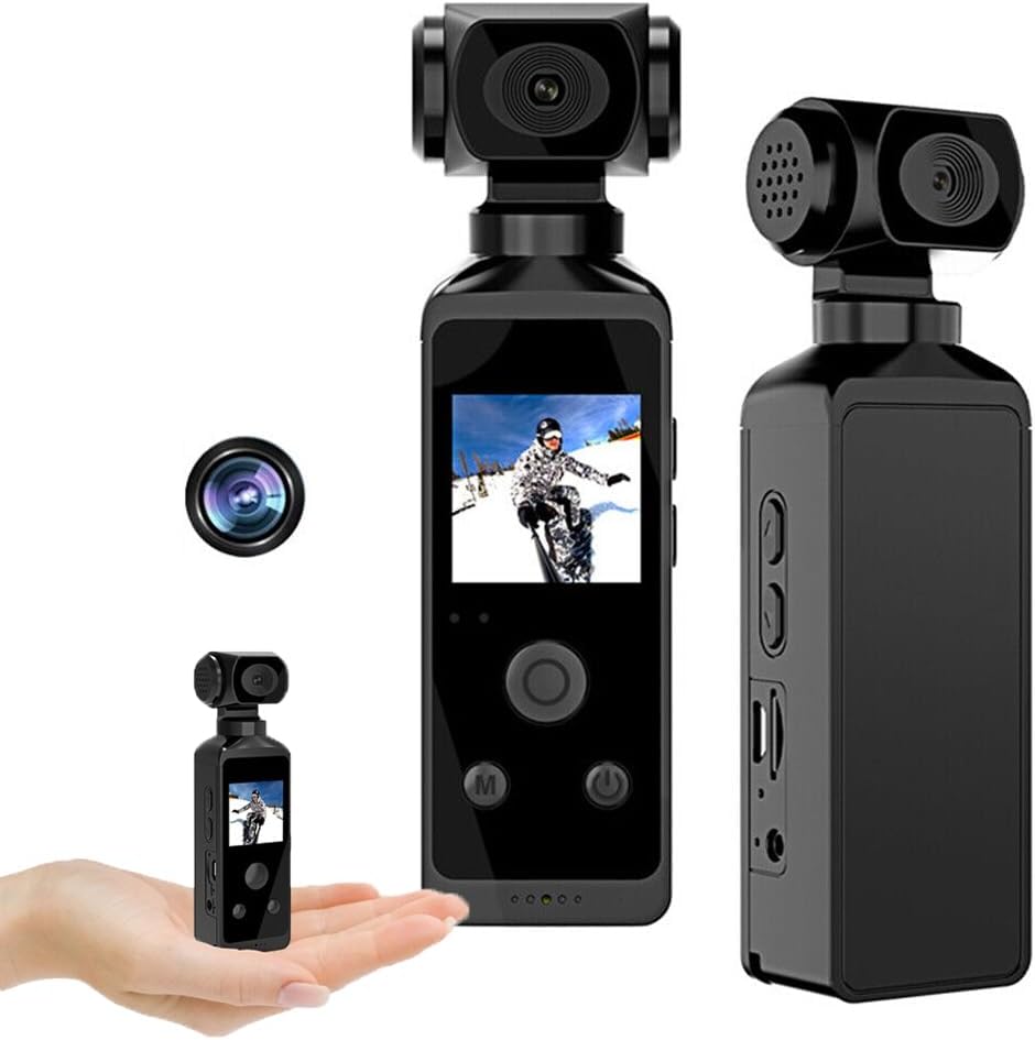 BSLVWG Caméra d'action 4K, caméra corporelle, ultra HD sous-marine étanche avec clip micro, rotation à 270 ° WiFi, caméra vidéo numérique 1.3 LCD petite caméra vidéo pour le sport, l'équitation, la