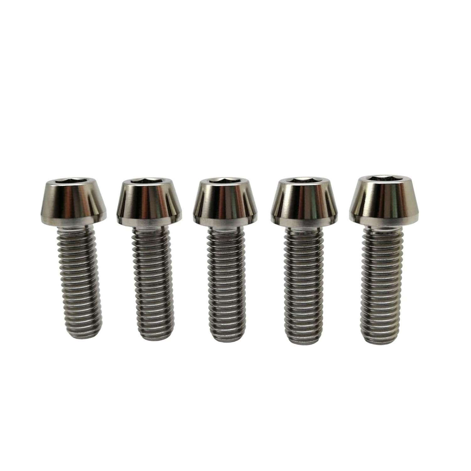 Lot de 5 Boulons en Titane de Tige de Vélo, M6 Vis de Potence de Vélo, Vélo Boulons de Tige Fixes s, Vis de Tige de Bicyclette pour MTB Vélo de Route de Montagne Original M6x1.0x8mm