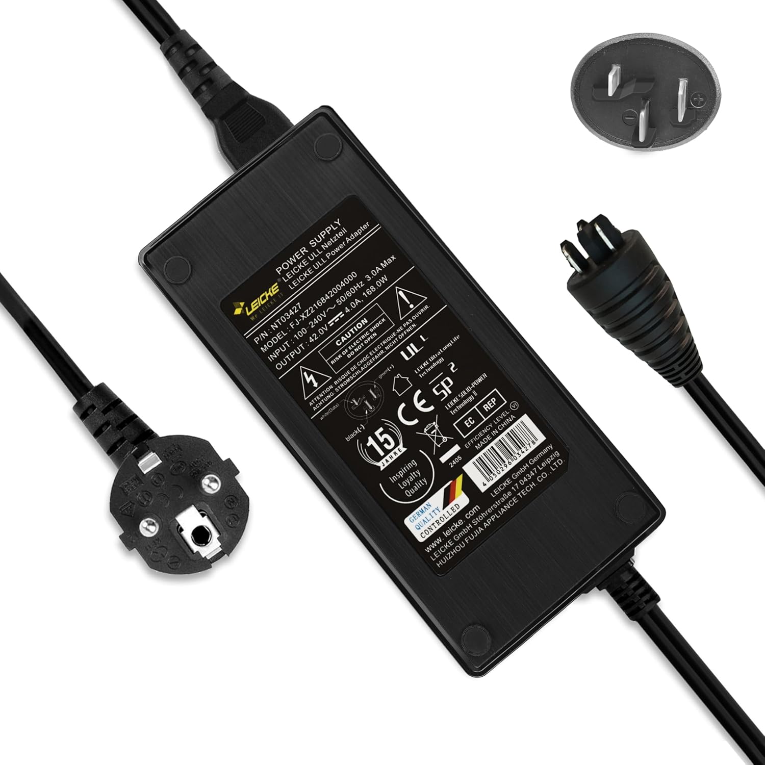 Chargeur 4A LEICKE pour Batterie Bosch 36V-42V Vélo Électrique - Compatible Active Line, Performance Line CX, Cargo Line