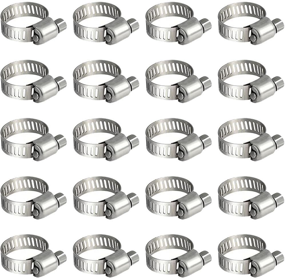 Litensh Lot de 20 colliers de serrage en acier inoxydable - Colliers de serrage pour tuyau de carburant - Pour plomberie automobile, piscine, voiture, étang et jardin (6-12 mm) 6-12MM, 20PCS
