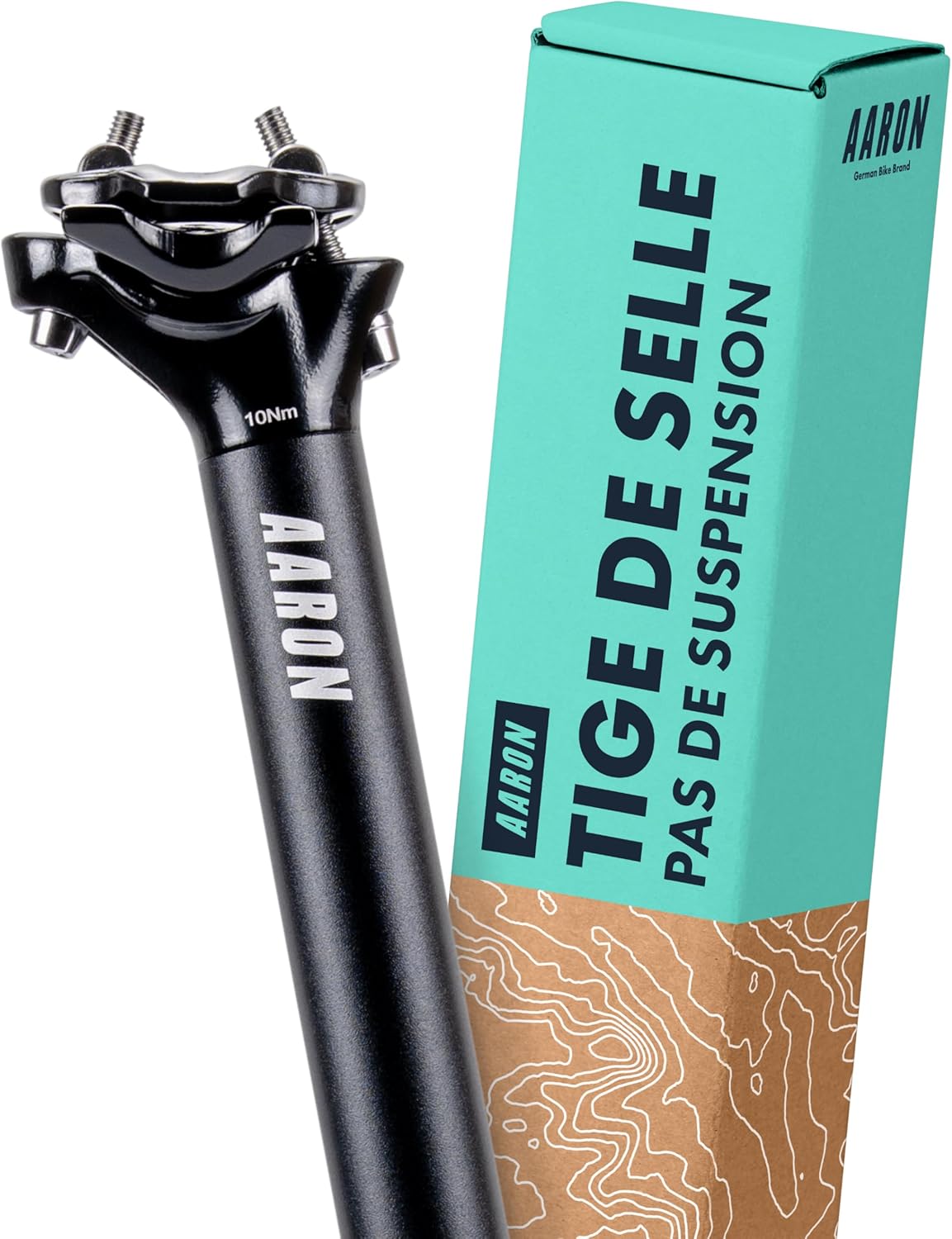 Post Tige de selle rigide de 30,9 ou 31,6 mm de diamètre – Tube de selle en aluminium de 350 mm de long – Support pour vélo de ville, de trekking, de randonnée et VTT en noir et argent