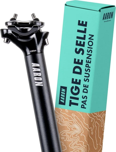 Post Tige de selle rigide de 30,9 ou 31,6 mm de diamètre – Tube de selle en aluminium de 350 mm de long – Support pour vélo de ville, de trekking, de randonnée et VTT en noir et argent