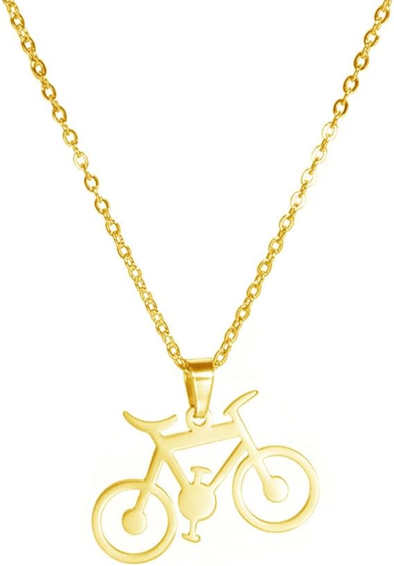 Niaspi Collier minimaliste avec pendentif vélo pour femme en acier inoxydable hypoallergénique réglable petit collier mignon chaîne de vélo créatif dessin animé personnalisé amateurs de cyclisme sport doré