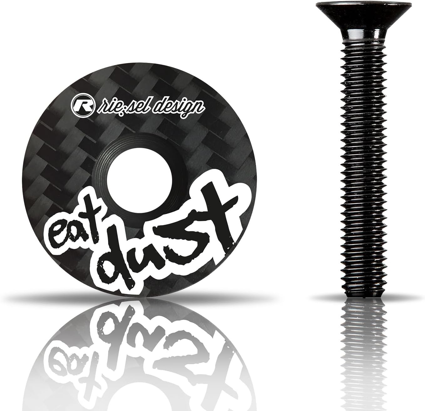 Riesel Design Bouchon de direction en carbone avec vis en aluminium pour vélo de course, Gravel, Cyclocross, MTB/Potence et tige de direction pour toutes les tiges de fourche, potence 1 1/8''