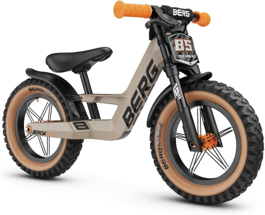 Berg Biky Trail Vélo avec frein à main à partir de 2 ans, pneus gonflables, cadre en magnésium, 12 pouces, vélo pour enfants garçons et filles, selle réglable en hauteur, sable