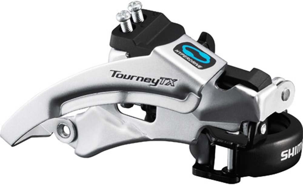 SHIMANO Dérailleur Avant 'Fd-Tx800' Mod.15 Package Libre-Service, Double Traction avec Collier 34,9 mm, adaptateurs 31,8 mm et 28,6 mm, pour 42/48T - Ligne de chaîne 47,5/50 mm, 63-66° Noir/Argent