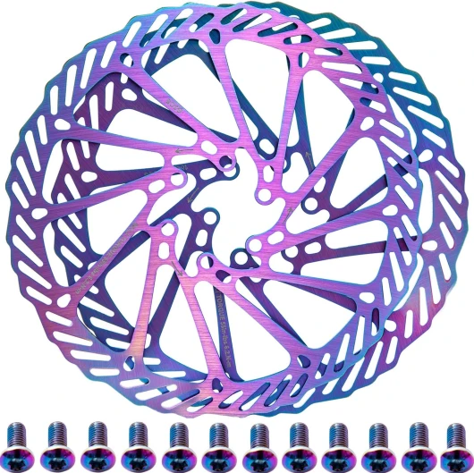 Rotor Disque Frein Vélo CNC 160/180mm - Acier Inoxydable 420 Martensitique, 12 Vis Titane, Dissipation Thermique Brevetée, Certifié EN14766 (VTT/Road/BMX) - 2 Pièces + Boulons multicolore 160mm
