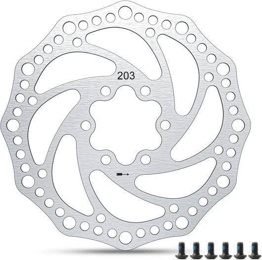 Amitor Disque de frein de vélo Centerlock 203 mm, 6 trous, avec 6 vis, pour VTT, vélo de route