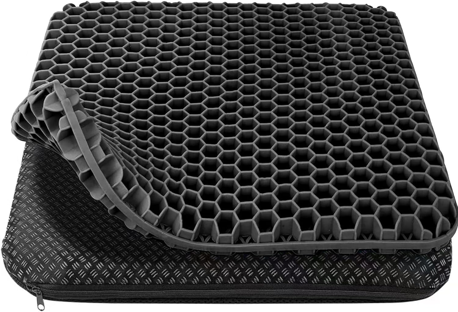 HSSGGV Coussin Gel, Coussin Anti escarre – Convient aux chaises de Bureau, Voitures et fauteuils roulants, Respirant et Confortable, avec Housse Amovible et Base antidérapante (Noir, 43 * 39 * 4) Noir 43 * 39 * 4