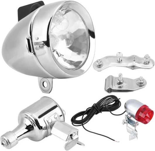 Phare de Vélo et Ensemble de Feu Arrière 12V 6W Générateur de Friction Kit de Feu Arrière de Phare de Dynamo pour Vélo Motorisé Vélo électrique