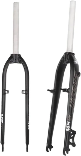 Fourche Rigide VTT 26" 27,5" 1-1/8" Tube Droit sans Filetage QR 9 x 100 mm Disque V Frein ultraléger en Alliage d'aluminium Fourche Avant de vélo de Montagne (Couleur : Gris + Blanc, Taille : 26") Gray+white 26"