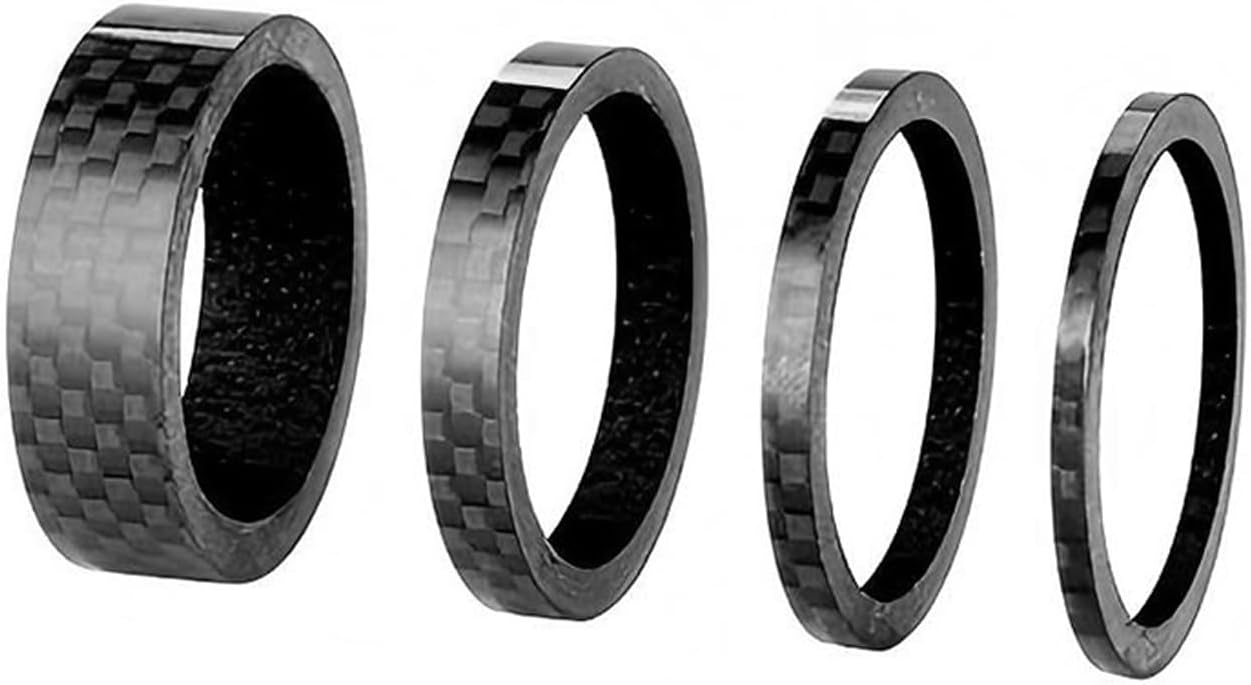 Qrity 4 Pièces Entretoise de Direction, Fibre de Carbone Entretoise, Entretoise Fourche de Vélo, pour Velo de Route et VTT, 3mm/5mm/10mm/15mm