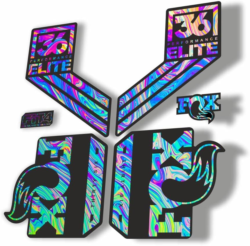 Autocollant de rechange pour suspension de fourche compatible avec Fox 36 Elite Performance 2017-18 Factory Series Oil Slick 1 (brillant) Glossy