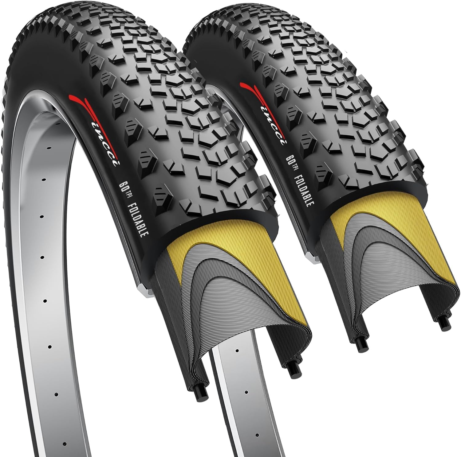 Gravel Pneus 700 x 40c avec Protection Anti Crevaison 1mm - Paire Pliable Tire 28 x 1.6 Pouces - Pack of 2X 42-622 pour Électrique & Route & de Ville & VTT Velo, Tournée Bicyclette - 60 TPI