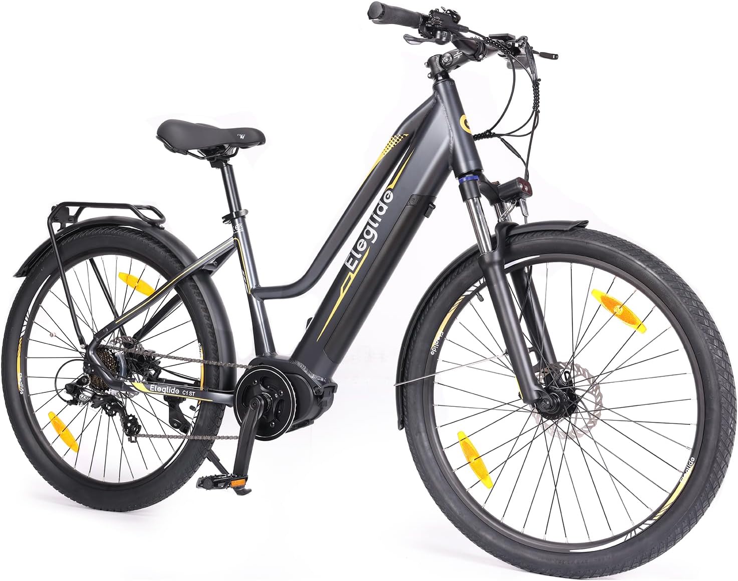 C1/C1 St Vélo électrique, Moteur Central 70NM, Vélo de Trekking 27.5", Batterie 14.5AH, Autonomie 150km, Suspension hydraulique, Freins à Disque hydraulique, VTC Electrique Homme Femme Noir