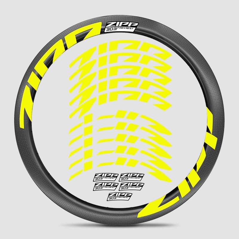 Kit d'autocollants en carbone pour roue de vélo de route Firecrest 303, couleurs vives, résistant aux rayures, coupe précise, protection UV (jaune fluo + style 1)