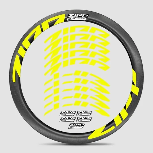 Kit d'autocollants en carbone pour roue de vélo de route Firecrest 303, couleurs vives, résistant aux rayures, coupe précise, protection UV (jaune fluo + style 1)