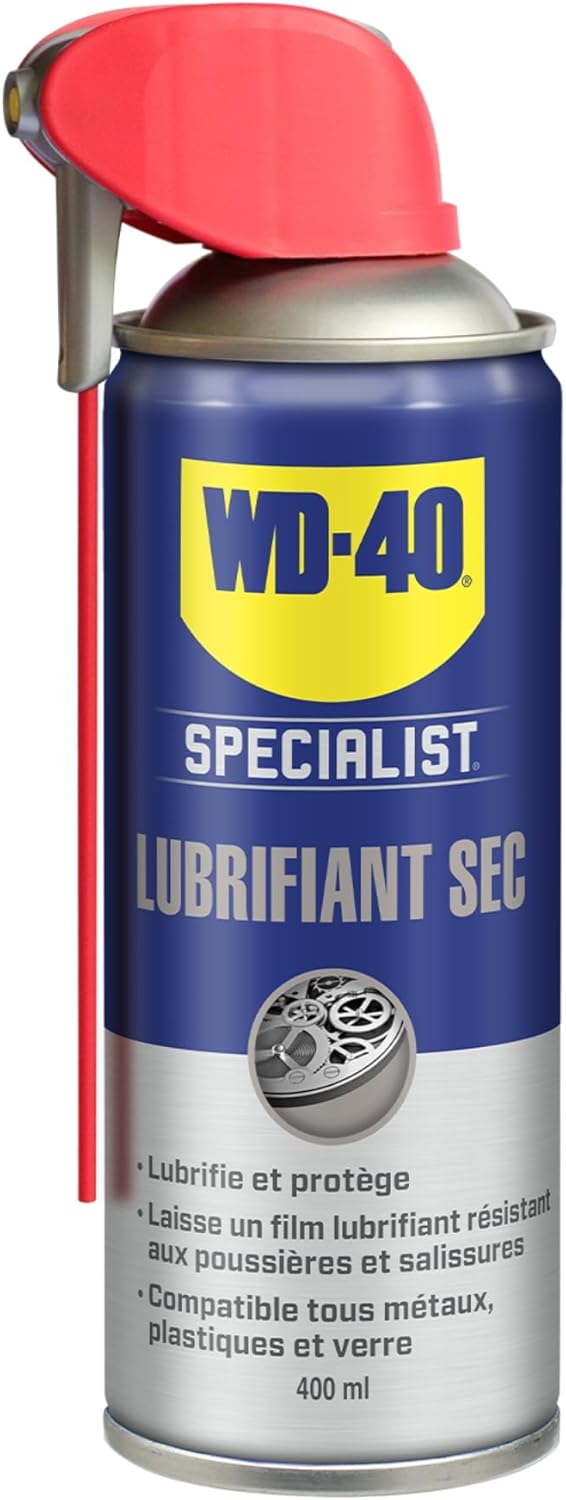 WD-40 Specialist • Lubrifiant Sec • Spray Double Position • Anti Friction • Lubrifie en laissant un film sec • Compatible tous métaux, plastique et verre • 400 ML 400ml Unique