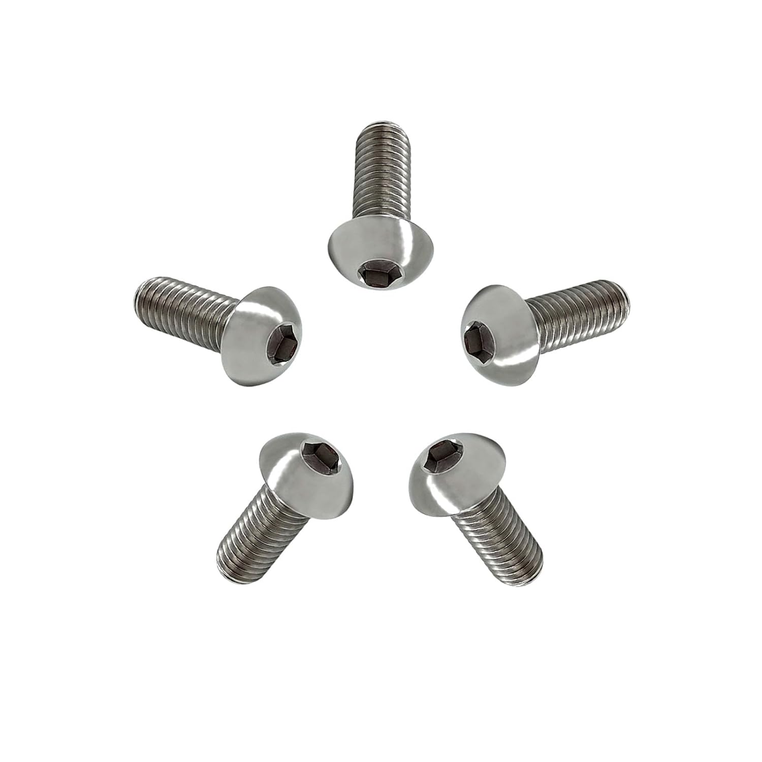 RISON-Titanium Vis à Tête Bombée M4/M5/M6/M8 en Titane GR5 ISO7380, 5 Pièces Vis à Tête de Bouton Boulons à Six Pans Creux Allen Boulon à Douille Hexagonale Vis à Métaux Couleur d'origine M4x15mm