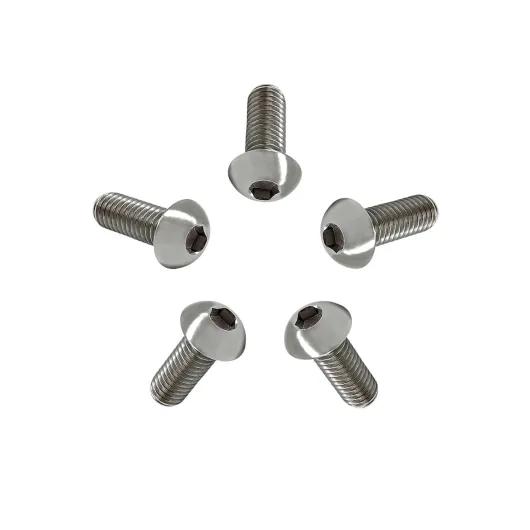 RISON-Titanium Vis à Tête Bombée M4/M5/M6/M8 en Titane GR5 ISO7380, 5 Pièces Vis à Tête de Bouton Boulons à Six Pans Creux Allen Boulon à Douille Hexagonale Vis à Métaux Couleur d'origine M4x15mm